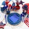 210 Pieces Independence Day Party Supplies Disposable Tableware 4th of July Blue Red White Paper Plates and Napkins Cups Plastic Forks Knives Spoons for Patriotic Party Supplies